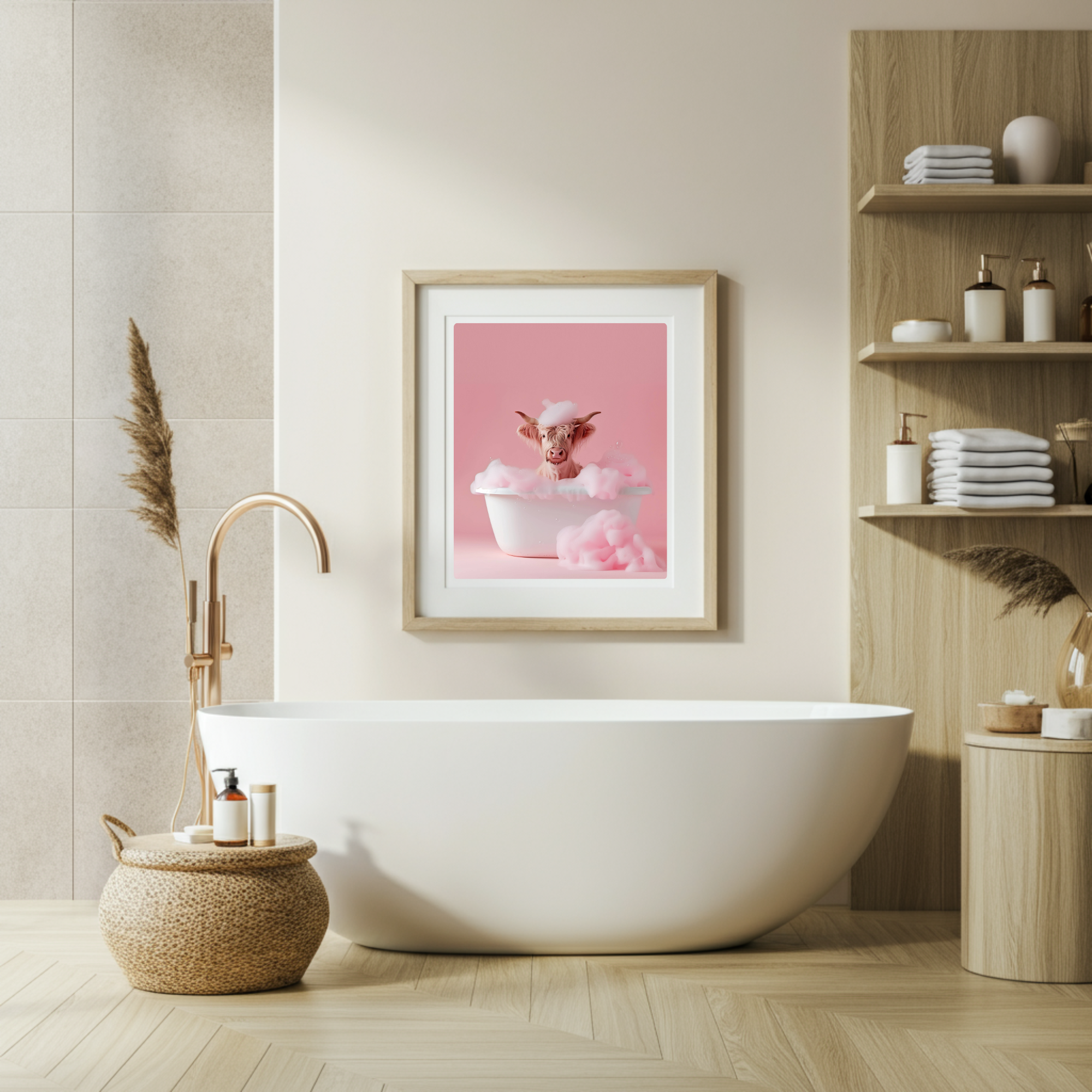 highland cow in bathtub mockup