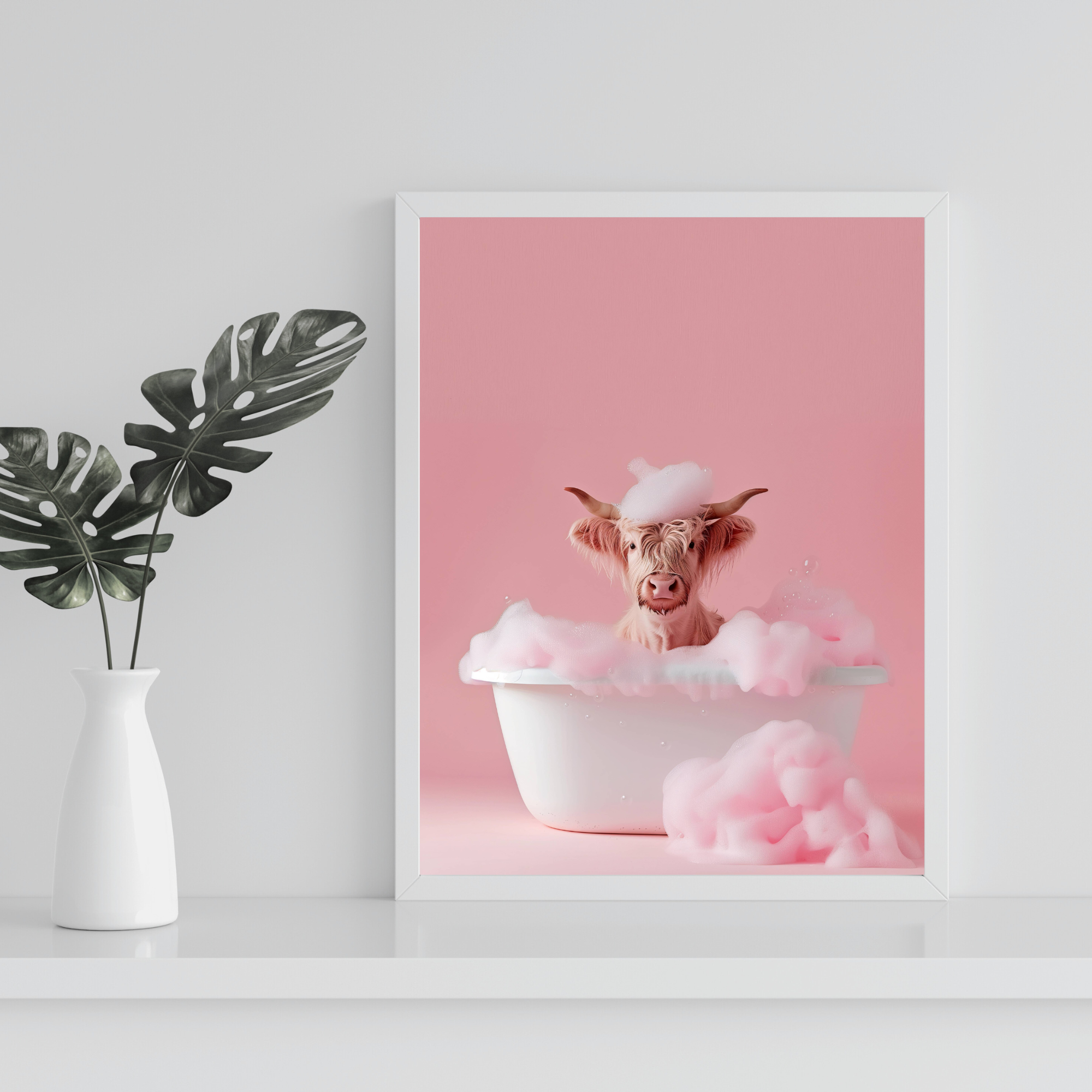 highland cow in bathtub mockup