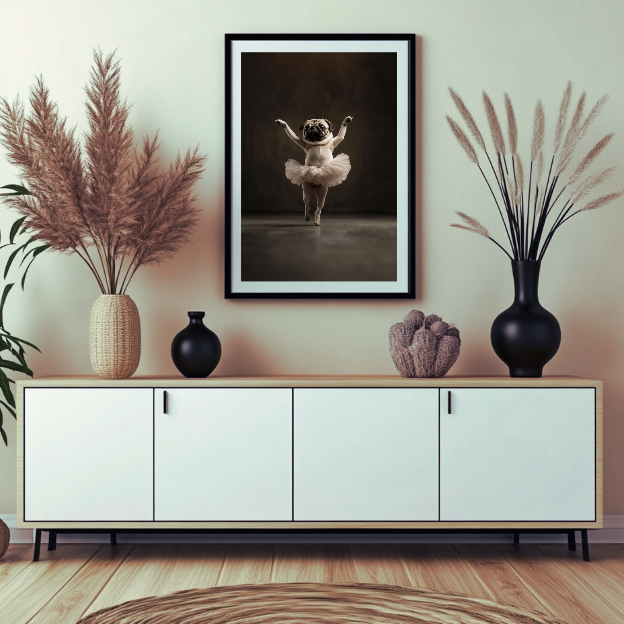 pug dancing ballet, animal wall art