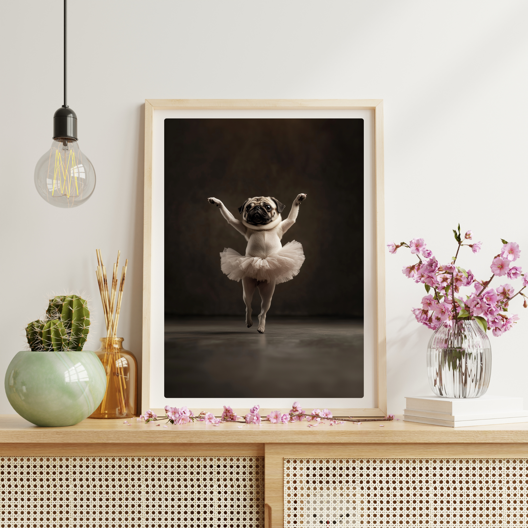 pug dancing ballet, animal wall art