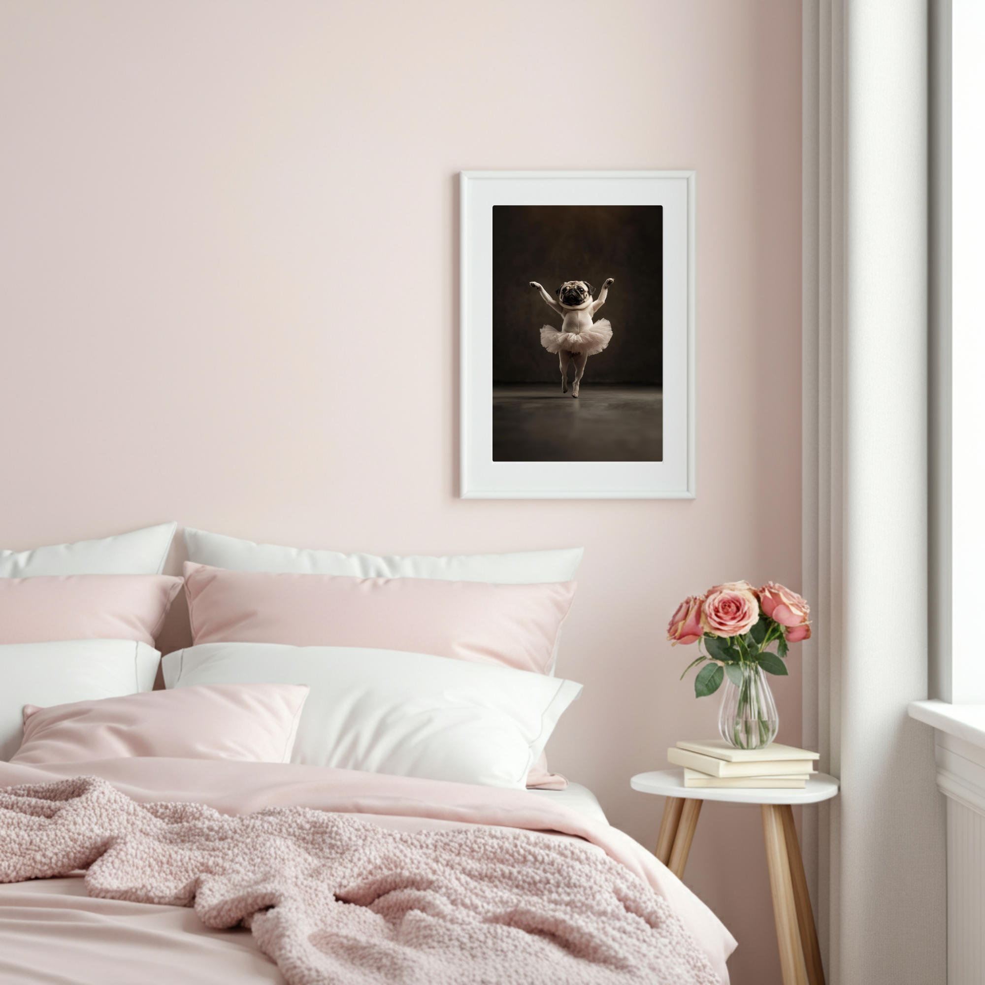 pug dancing ballet, animal wall art