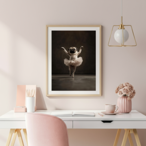 pug dancing ballet, animal wall art