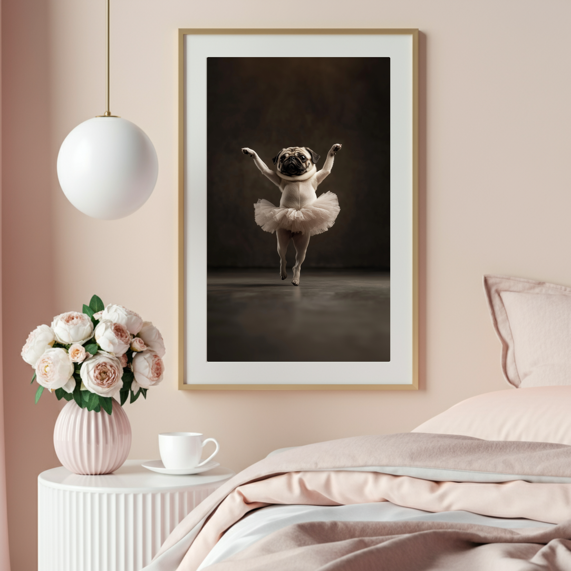 pug dancing ballet, animal wall art