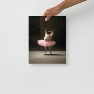 Ballet pug print, funny animal wall art