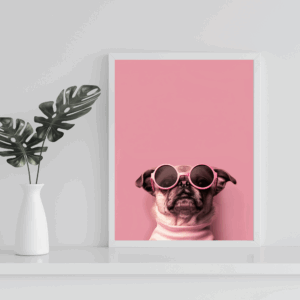 cool pug wearing sunglasses photo home decor