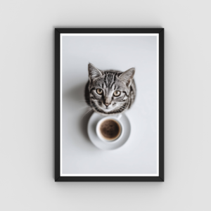 A Cat with coffee, photo mockup frame