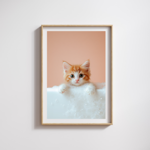 Cat bathroom art, mockup frame
