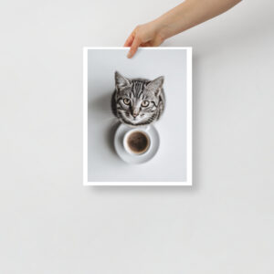 Cat with Coffee Poster
