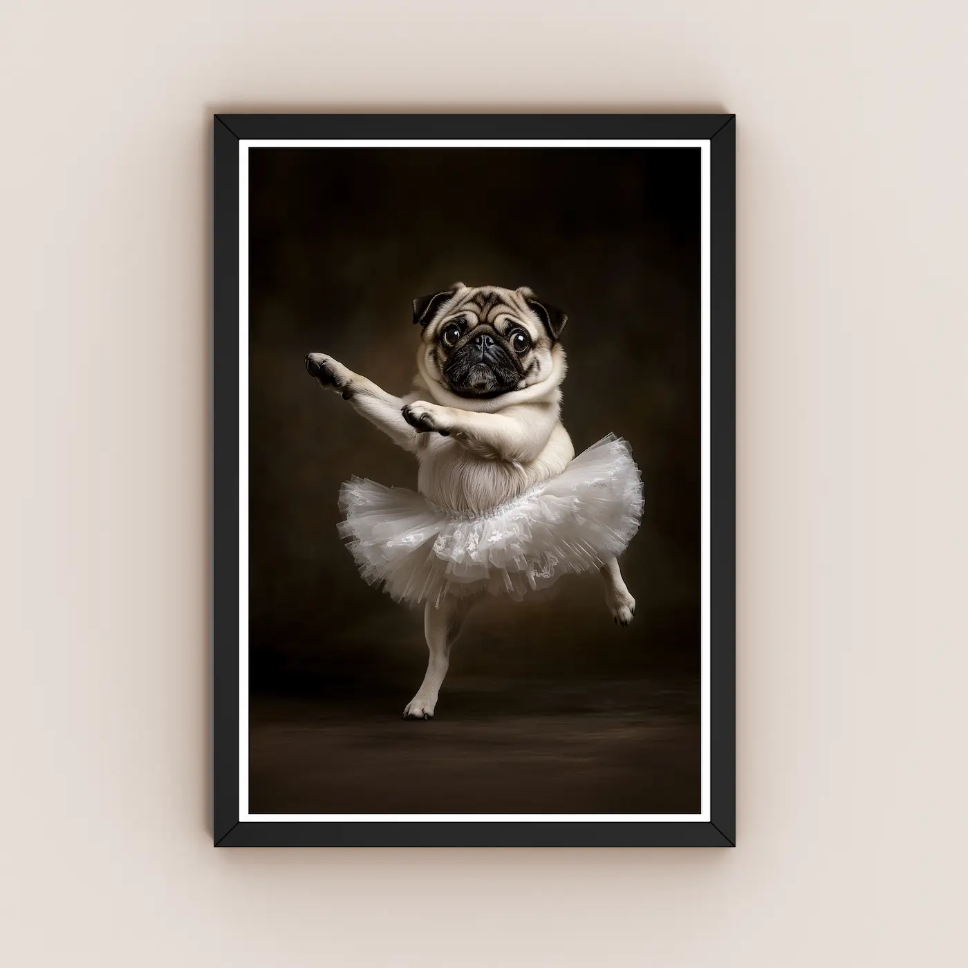 Pug Ballet photo, funny animal art