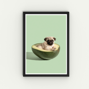 pug in avocado wall art for kitchen