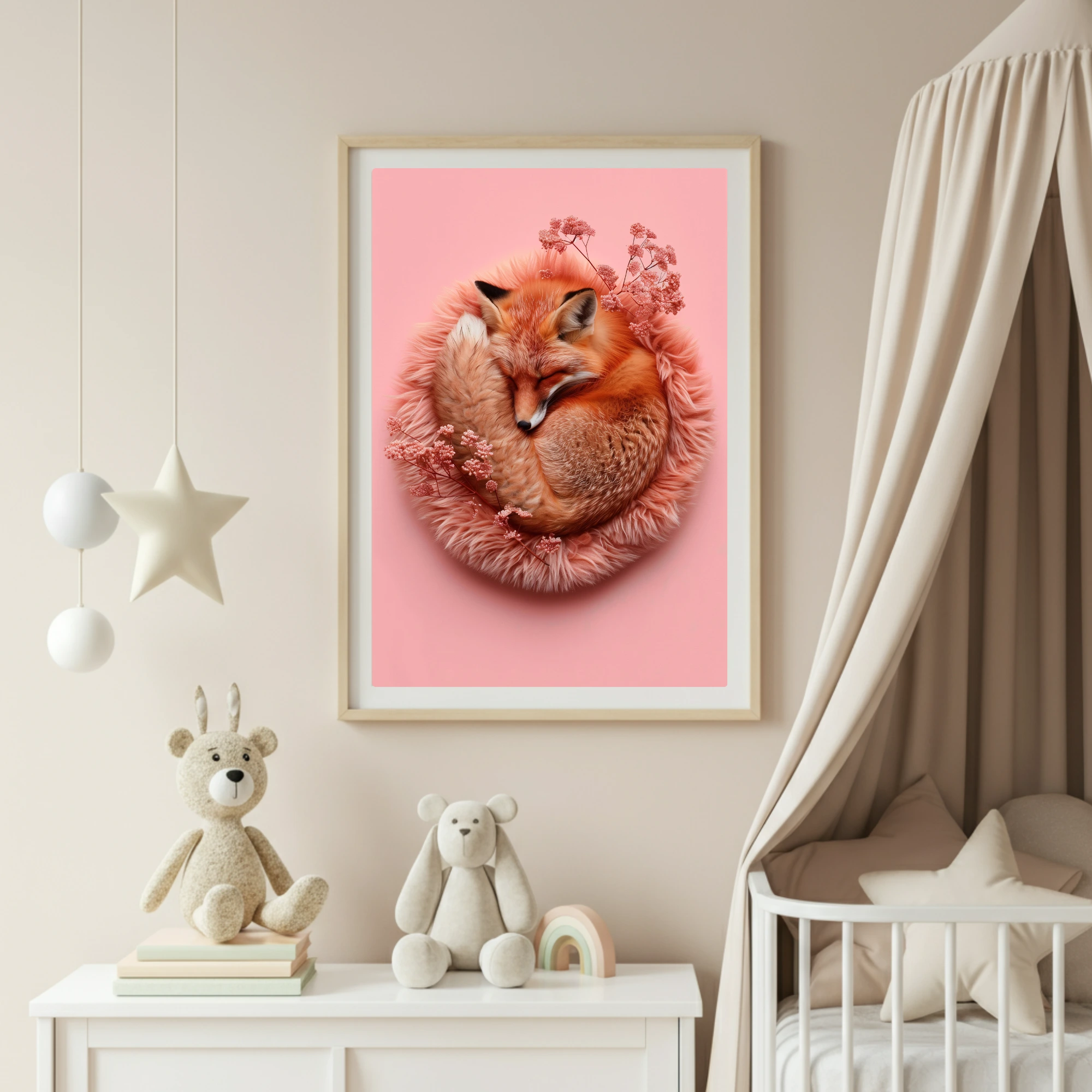 nursery animal wall art, sleeping fox