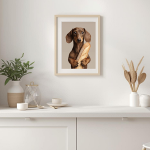 dog with bread, animal kitchen art