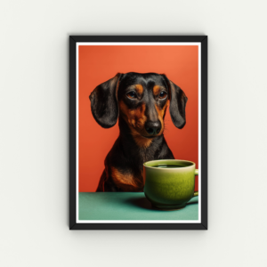 funny dachshund wall art matcha theme
