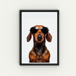 dachshund wearing aviator sunglasses wall art